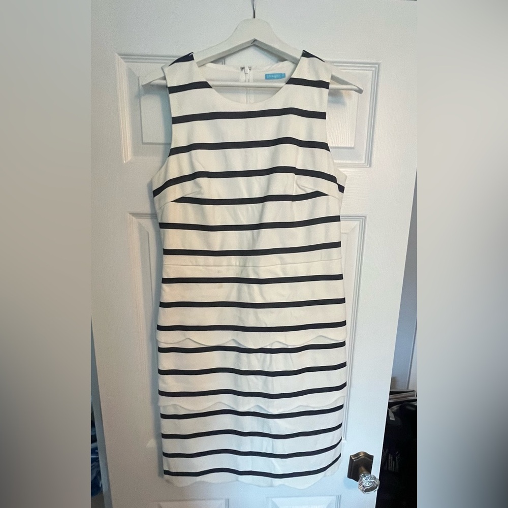 J. McLaughlin Elegant Navy and White Striped Mini Dress